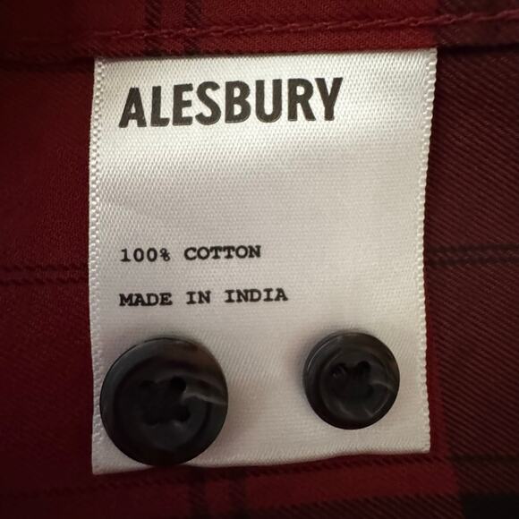 Alesbury Long Sleeve Button Up  Shirt Red Plaid Cotton Men’s Medium NWT - Picture 8 of 10